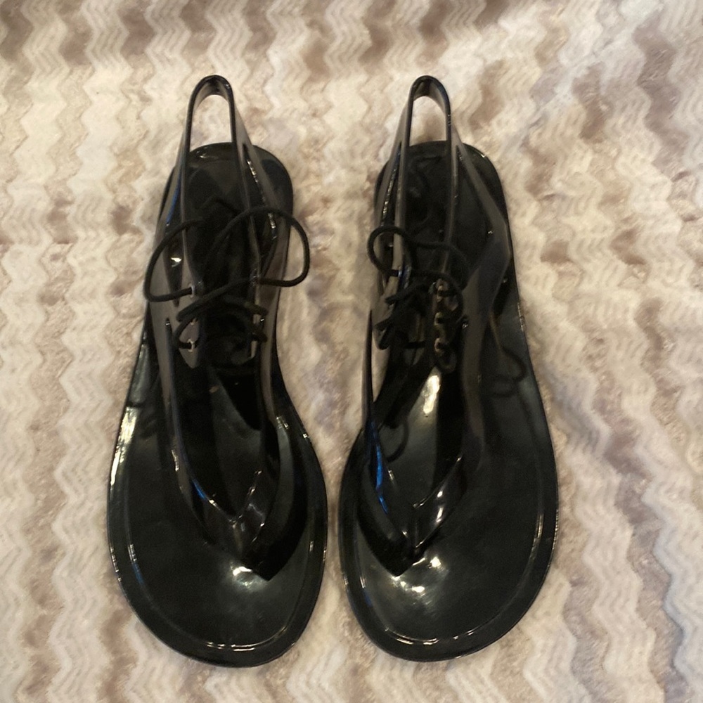 J.Crew Black Rubber Sandals Size 8